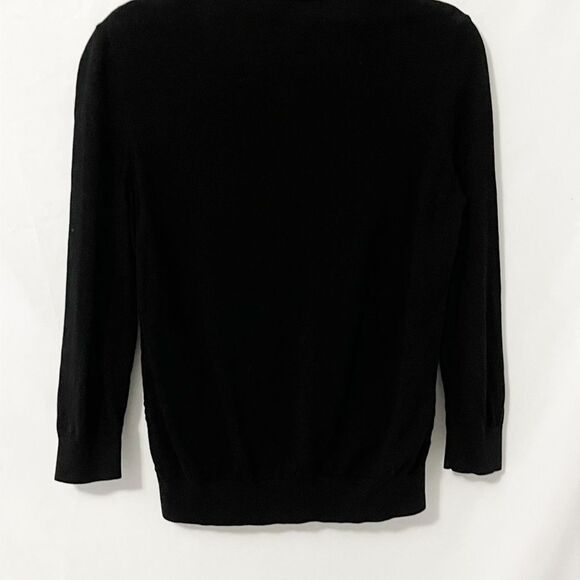 Talbots Black Lace Front Overlay Button Down Knit Cardigan Size M - Picture 3 of 5